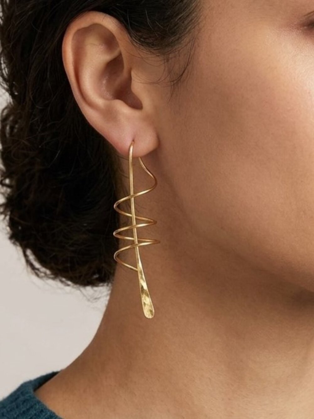 Vintage Harry Mason Triple Earspirals Gold Tone Earrings